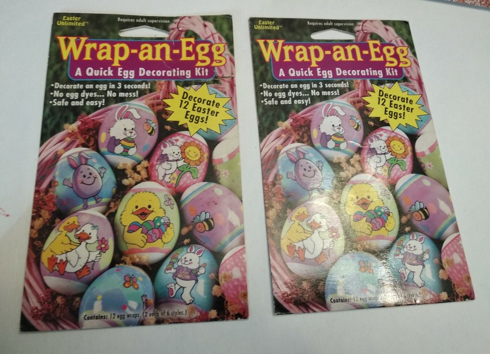 2 Easter Egg Kit Magic Egg Decorating Never Used Vintage WRAP AN EGG (24 Wraps)
