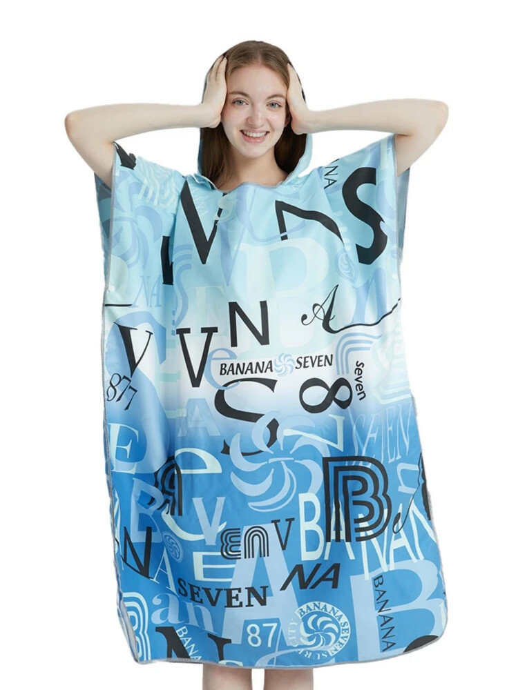 Quick-Dry Microfiber Surf Poncho Towel Hoodie for Beach & Swim