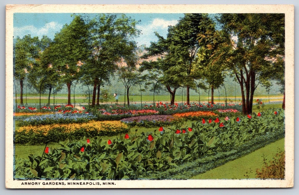 Minneapolis Minnesota~Armory Gardens Scene~Bloom Bros Co Vintage Linen Postcard