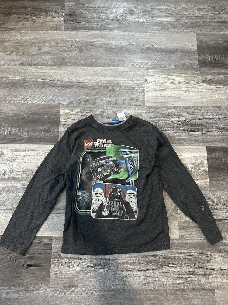2011 Lego Star Wars Long Sleeve T Shirt Youth Sz L  Faded Spaceship Y2K