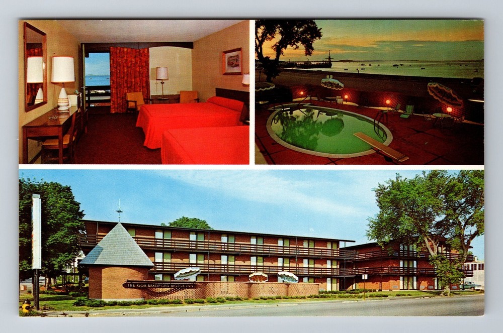 Plymouth MA-Massachusetts Governor Bradford Motor Inn Vintage Postcard