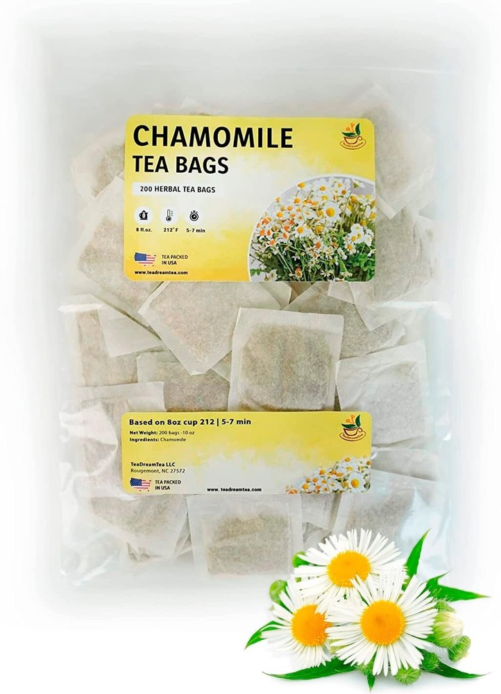200 Count Chamomile Tea Bags - Naturally Caffeine-Free Herbal Tea for Relaxation