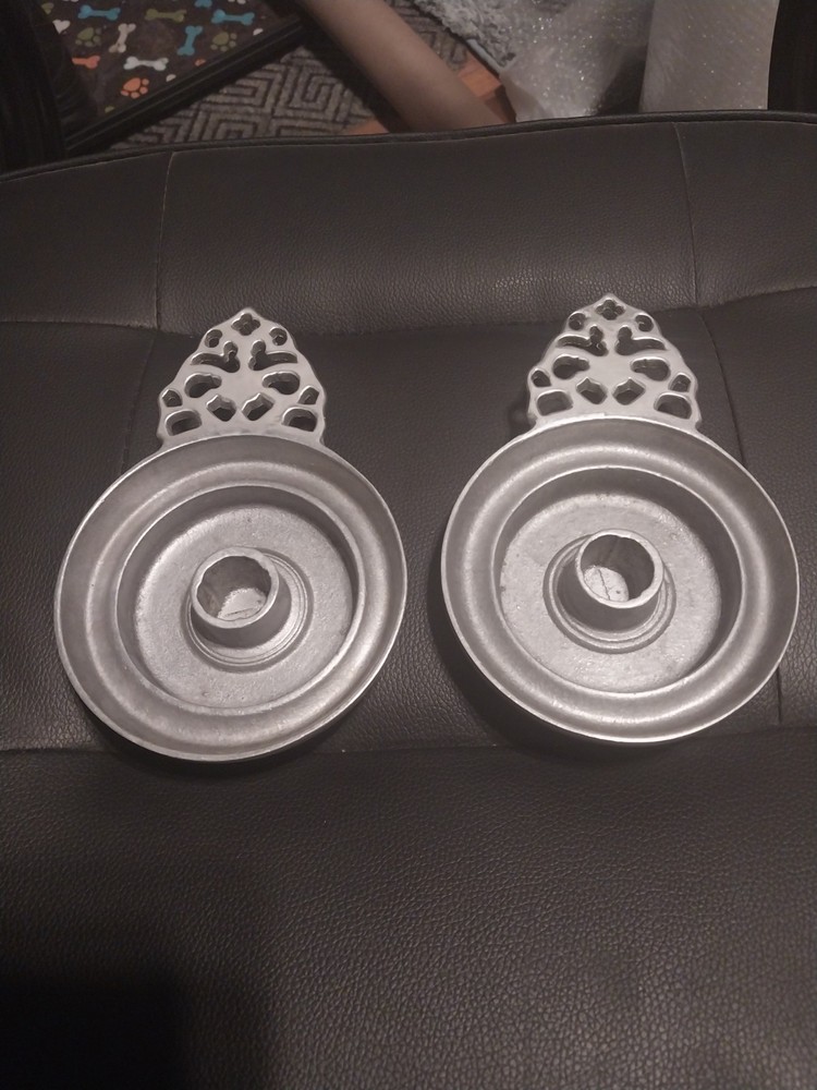 RWP Silver Metal Round Candle Holders Set of 2