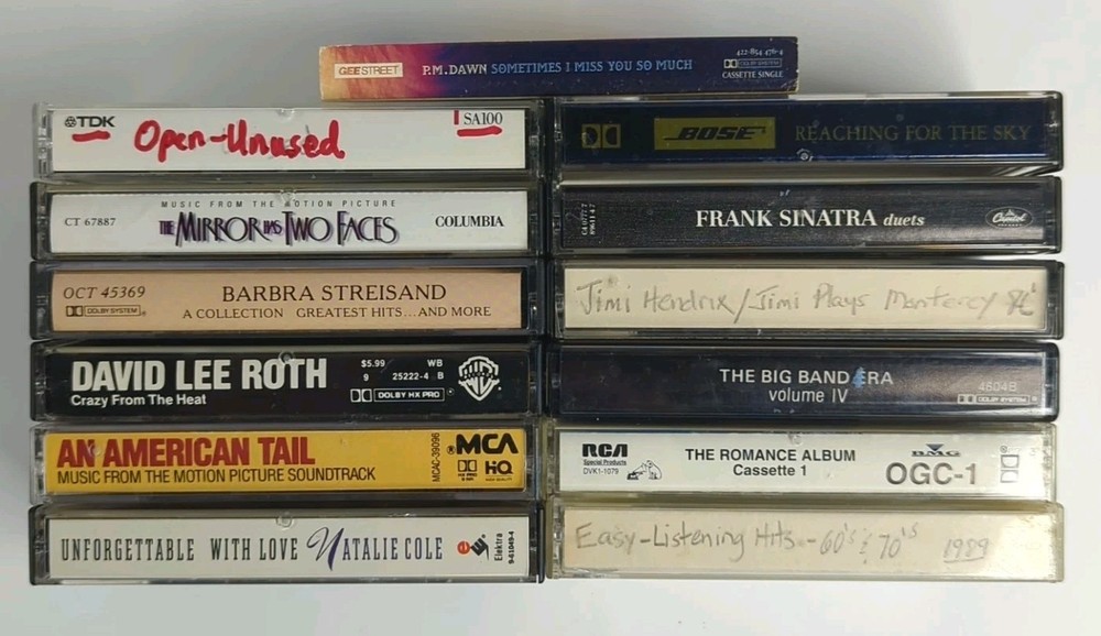 Lot of 13 Cassette Tapes - Various Artists - Hendrix, Roth, Sinatra & More