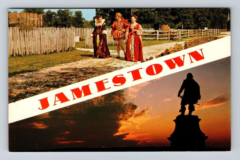 Jamestown VA-Virginia, Banner General Greetings, Antique, Vintage Postcard