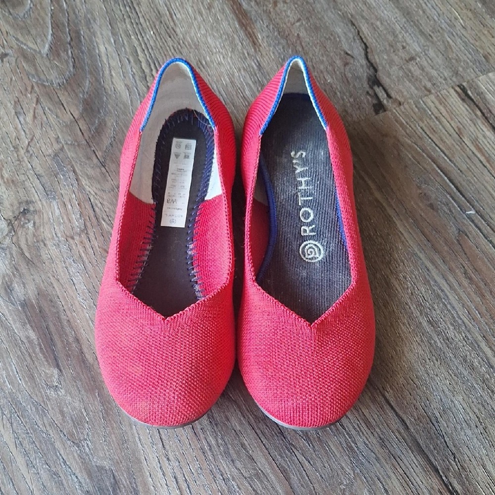 Rothys Red Classic Style Flat Size 8