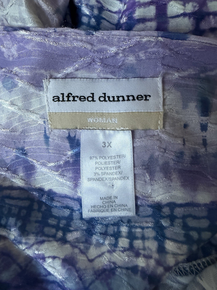 Alfred Dunner Women’s 3X Abstract Round Neck 3/4 Sleeve Knit Pullover Top