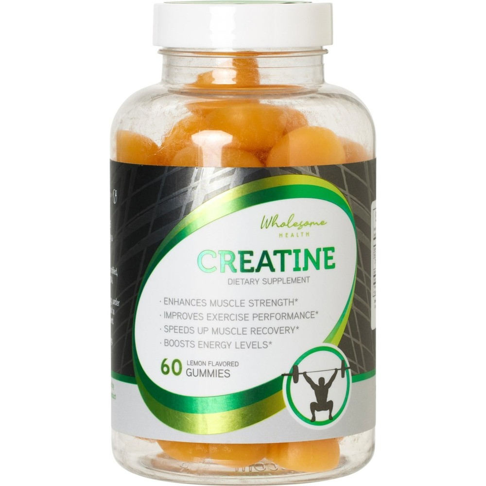 Wholesome Health Creatine Dietary Supplement Lemon Flavored Gummies Exp 09/2026