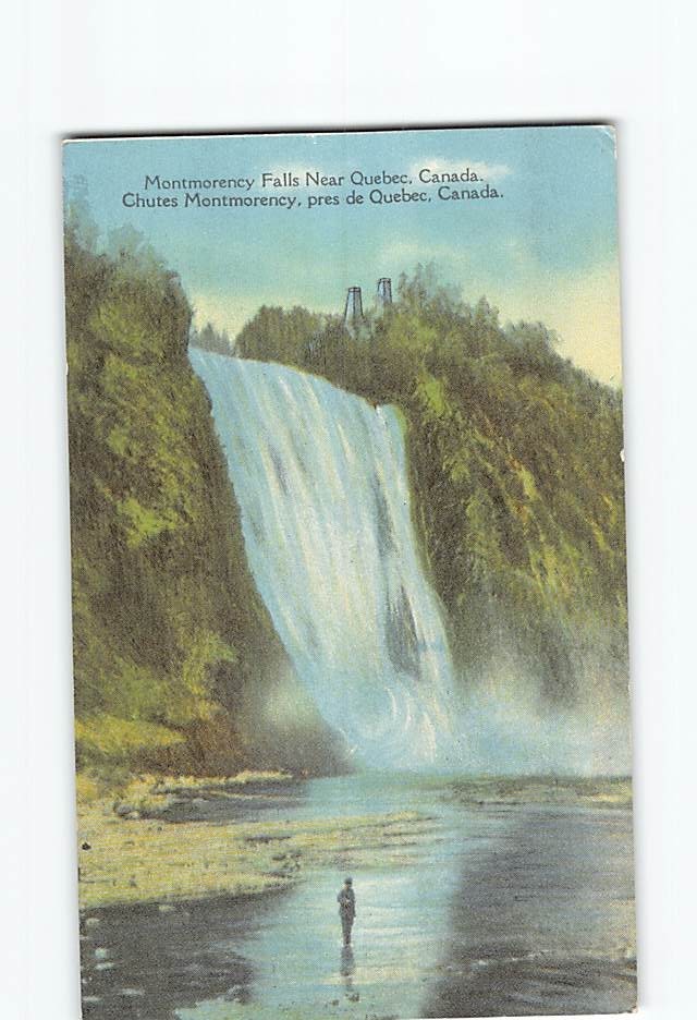 Postcard Montmorency Falls Quebec Canada Chutes Waterfall Vintage View