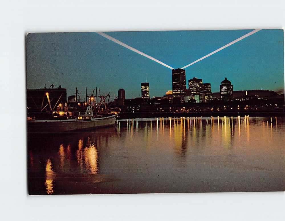 Postcard Montreal Skyline at Night Province of Quebec Canada North America