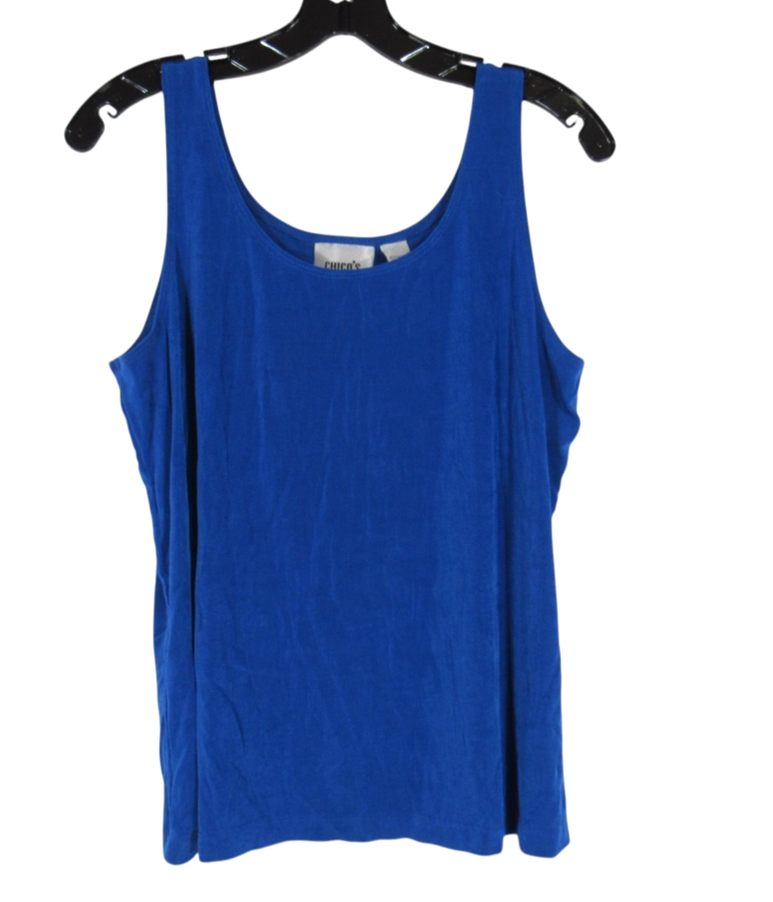 NWT CHICO'S TRAVELERS Cobalt Blue SLINKY KNIT Sleeveless TANK TOP Sz 3/US XL