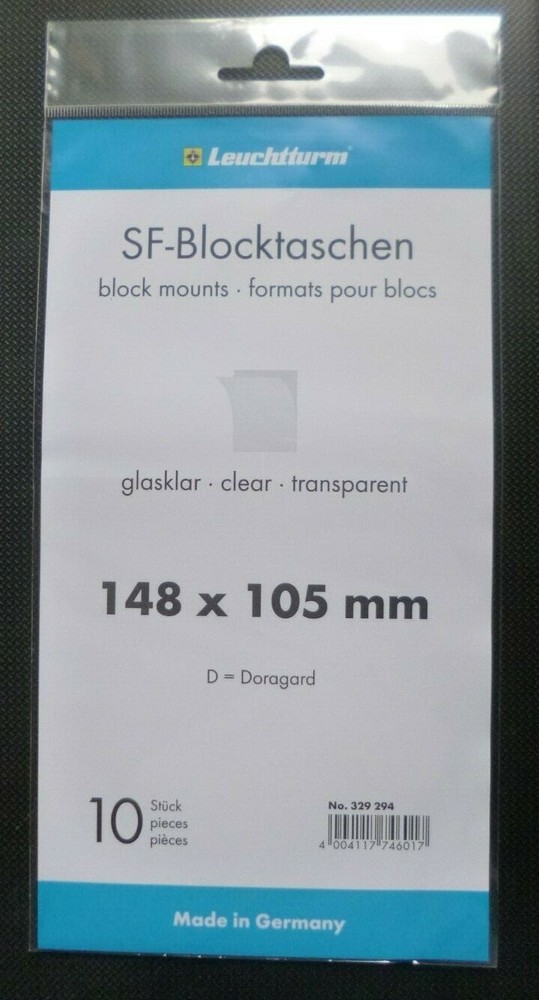 LIGHTHOUSE STAMP MOUNTS Block Size 148 x 105mm CLEAR Pack 10 - Ref No 329 294.