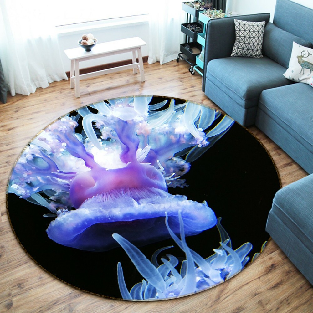 3D Blue Jellyfish O1939 Animal Non Slip Rug Mat Elegant Photo Carpet Fay