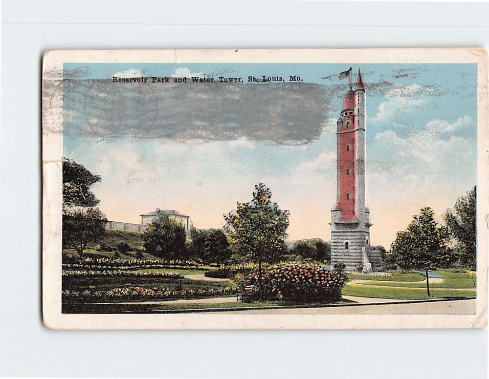 Postcard Reservoir Park and Water Tower St. Louis Missouri USA