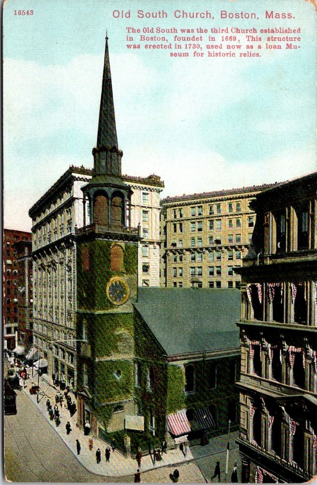 Old South Church Boston Mass Vintage Postcard