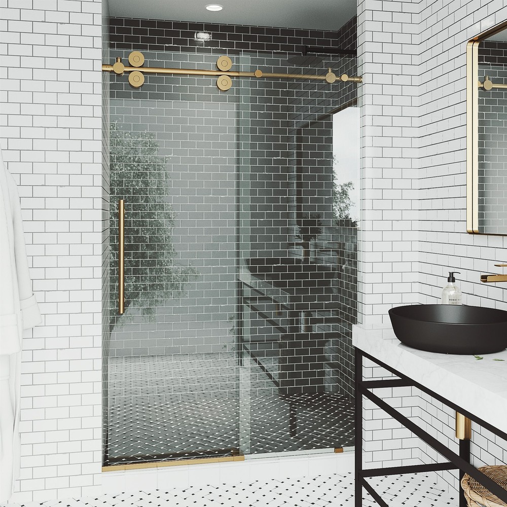 Vigo Elan 74x52 Matte Brushed Frameless Sliding Shower Door