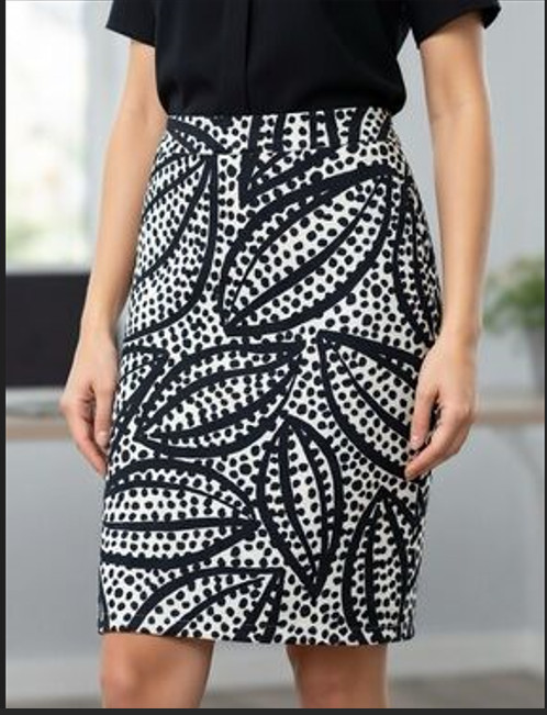 Ann Taylor Skirt Women’s Petite Size 10 Black White Leaf Polka Dot Pencil