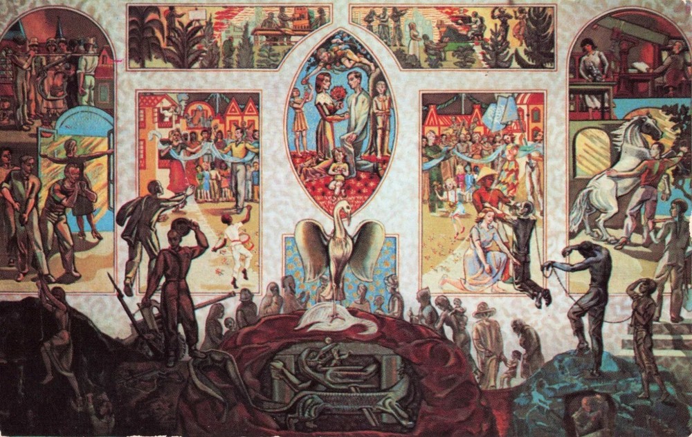 Mural at United Nations Security Council Chamber - New York City NY - Postcard