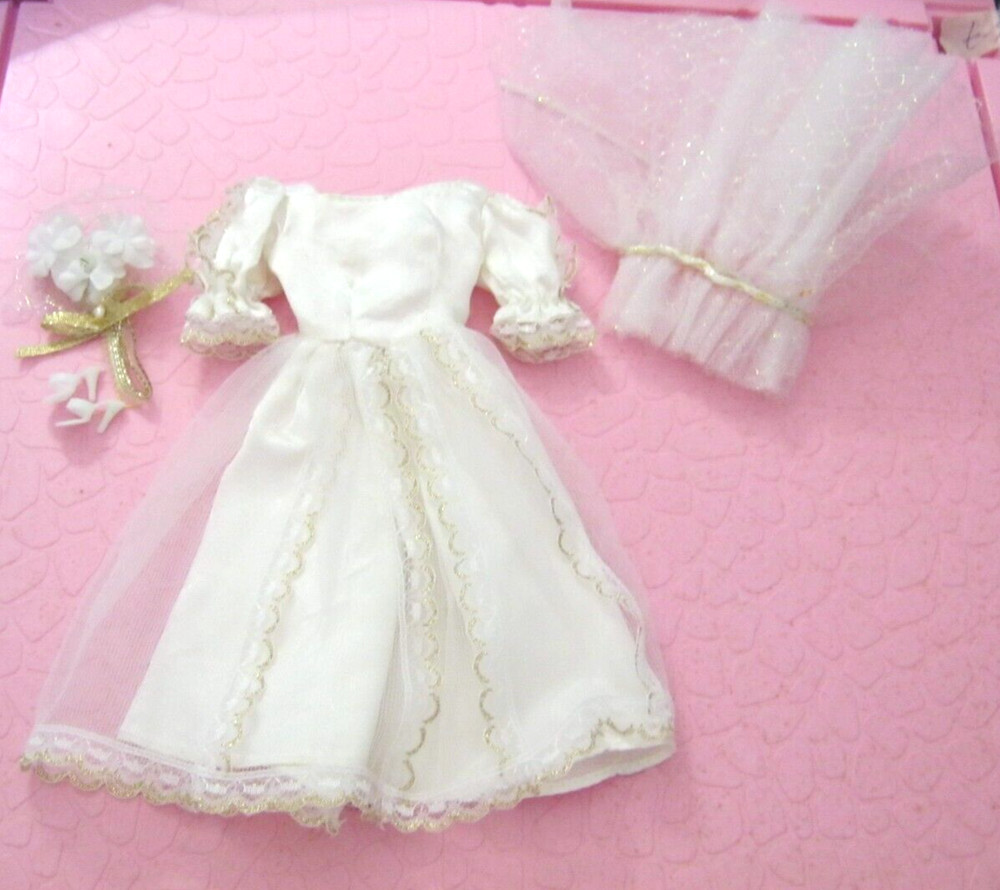 Vintage Barbie Clothing Fashion Wedding Bridal Outfit New Veil, Shoes,  Bouquet