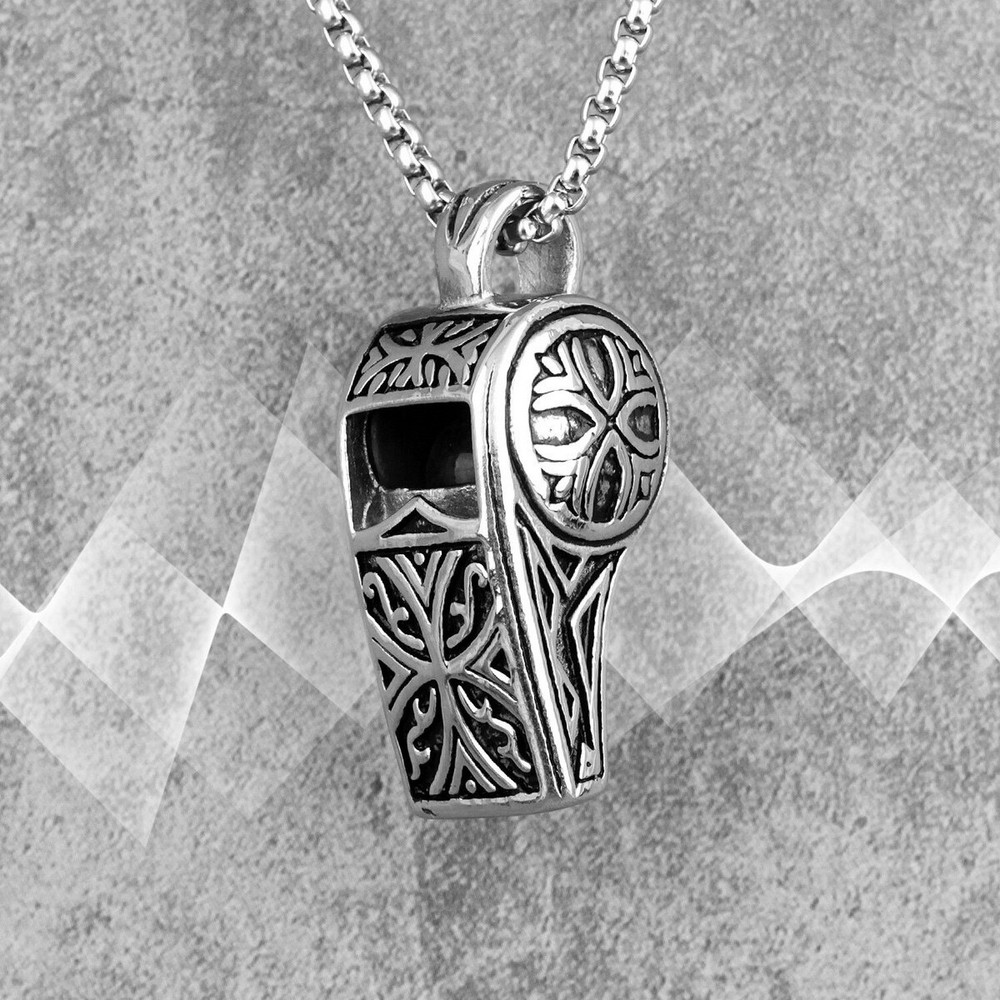 Whistle Vintage Long Men's Necklaces Never Fade Stainless Blowing Pendants Chain