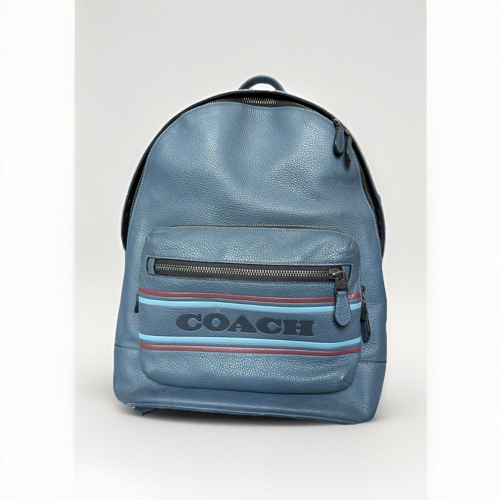 Coach West Backpack with Stripe Detail in Genuine Leather