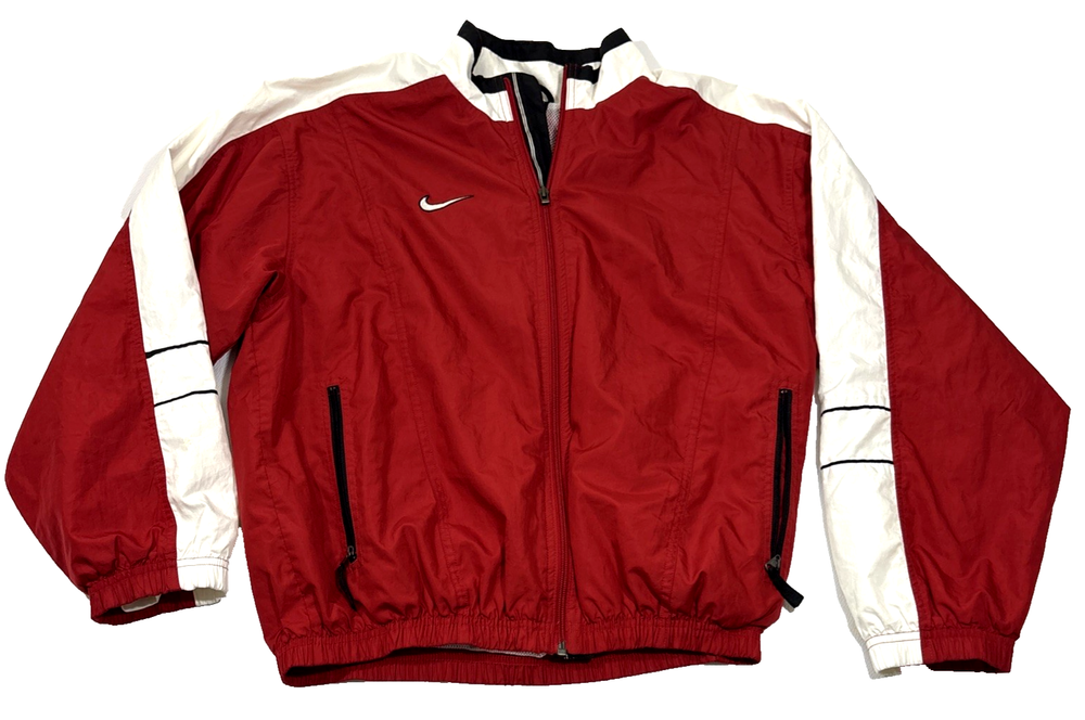 Vintage Red Team Nike Size S Windbreaker Jacket Full Zip No Hood Mesh Lined EUC