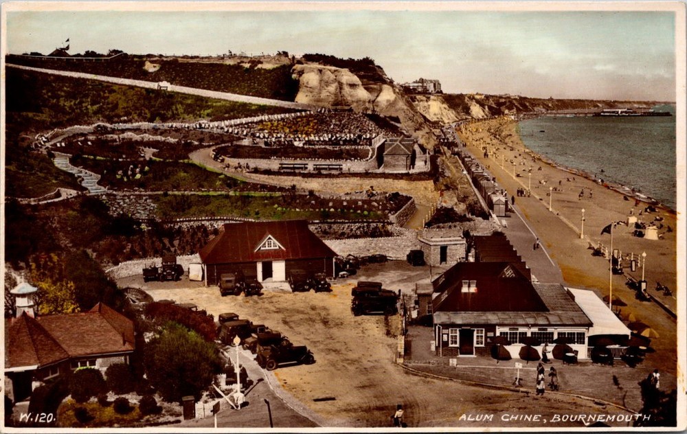 Alum Chine Bournemouth Dorset England Scenic Beach Cliffs Vintage Postcard [AB]