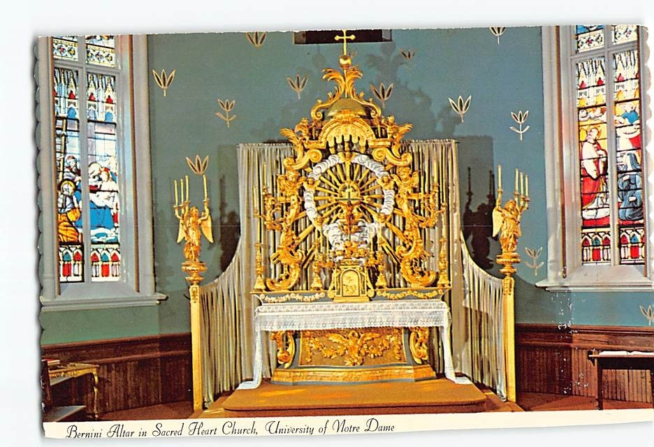 Postcard Bernini Altar in Sacred Heart Church University of Notre Dame IN USA