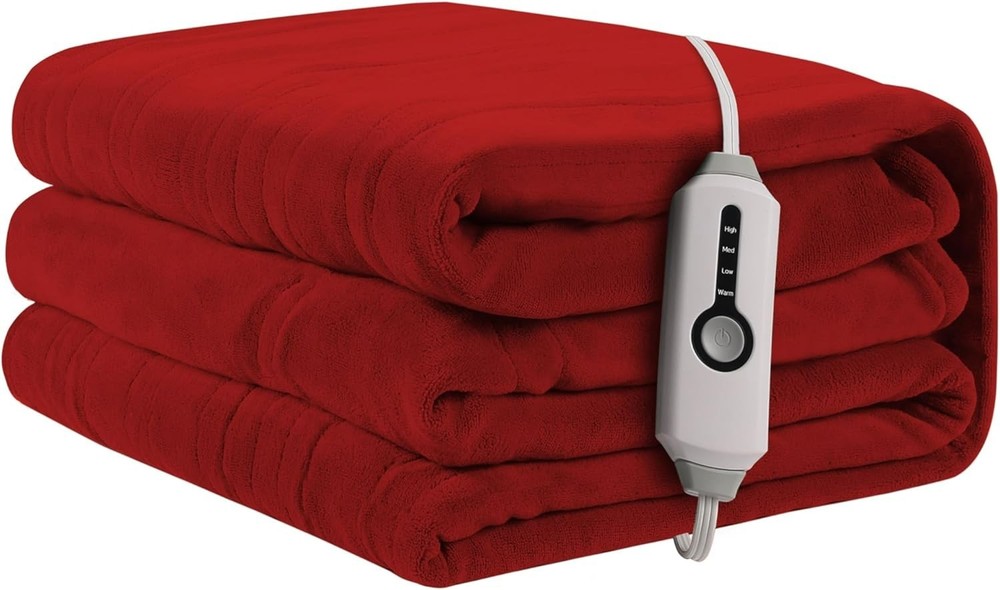 Luxurious Coral Fleece Electric Heated Blanket - 4 Heat Levels, Auto-Off