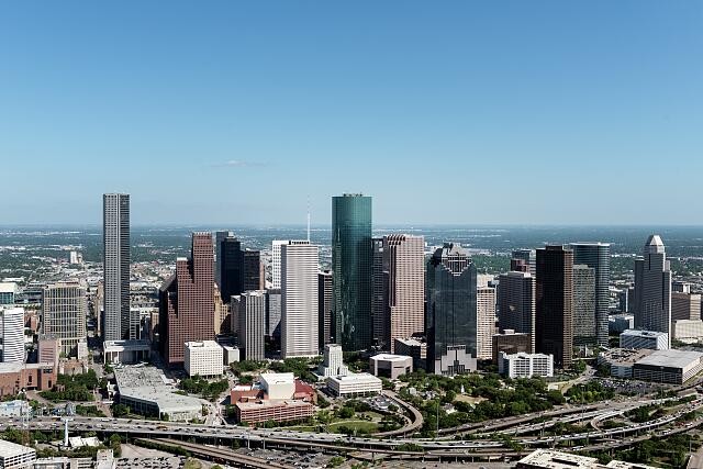 Photo:Houston Texas 2014 Aerial Skyline Downtown Skyscrapers