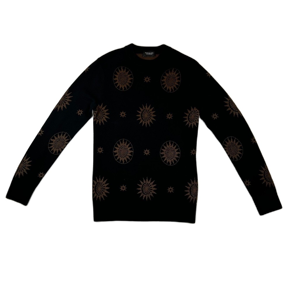 Scotch Soda Men's Black Long Sleeve Sweater Sun Spiral Print Size S