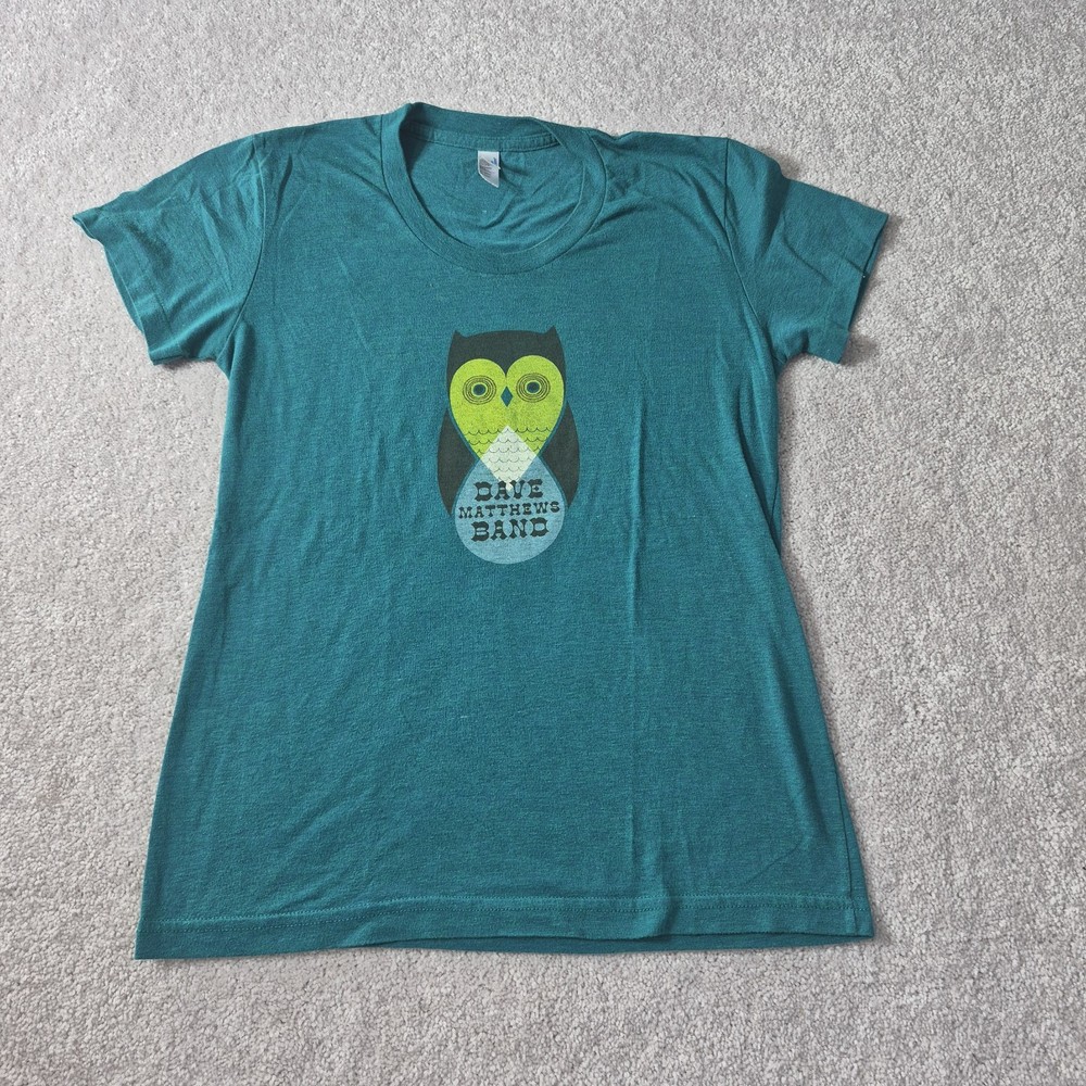 Dave Matthews Band DMB Owl T-Shirt Teal Graphic Tee Women's Size Medium Y2K USA