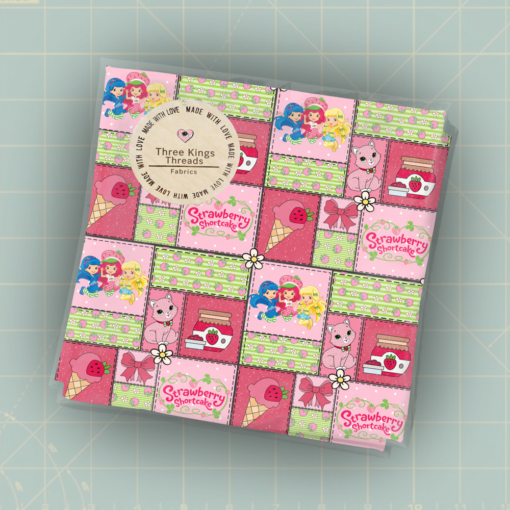 Strawberry Shortcake Patchwork Ice Cream DBP 1 Yard Fabric Seamless Design 59x36