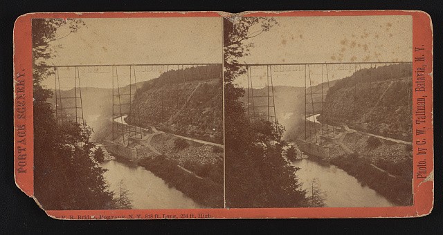 Photo:Portage NY 1860s RR Bridge 818 ft Long 234 ft High Stereo View