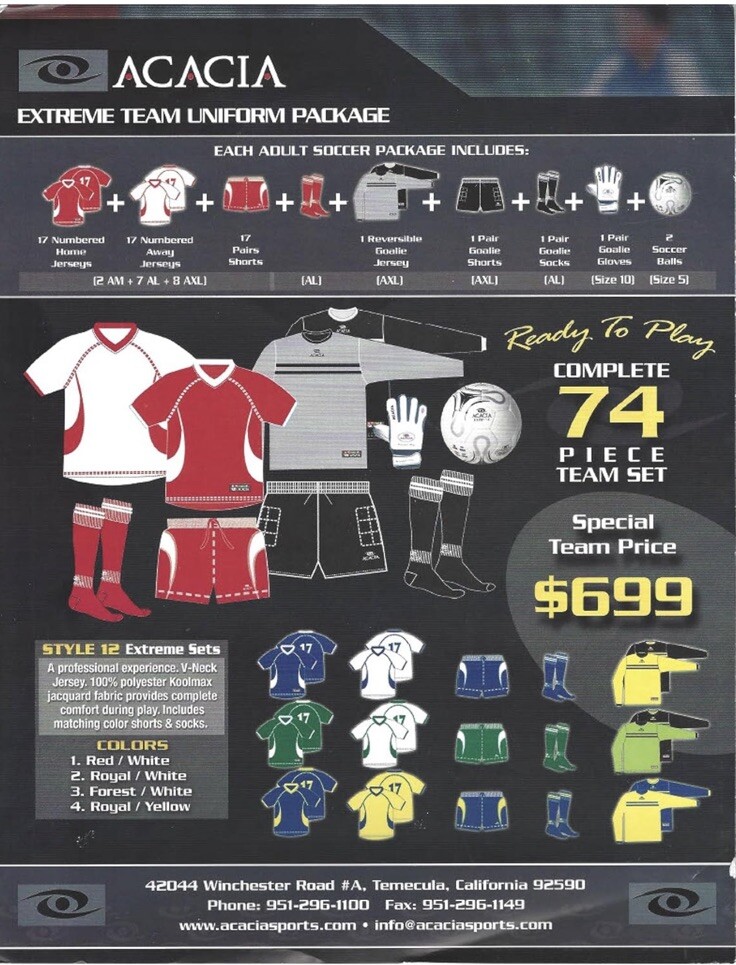 ACACIA Extreme Soccer KIT 74pc Blue And White Home And Away-image