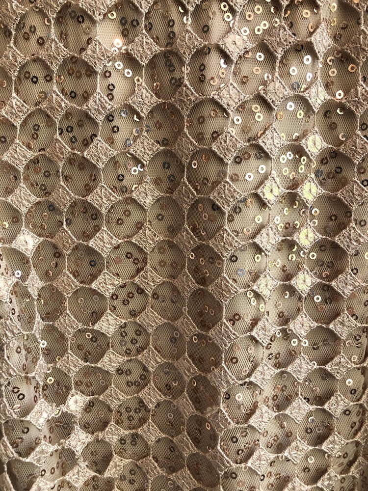 WHBM White House Black Market Women’s S Sleeveless Sequin Tank Beige Gold Tone