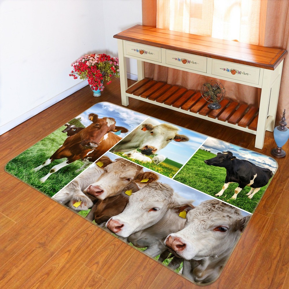 3D Grassland Breeding Cows O732 Animal Non Slip Rug Mat Elegant Photo Carpet Fay