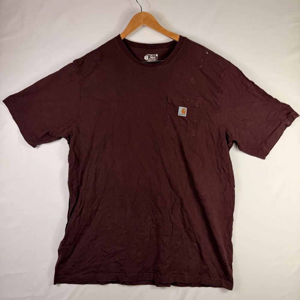 Carhartt T-Shirt Men's 2XL Tall Loose Fit Red Short Sleeve Pocket 100% Cotton