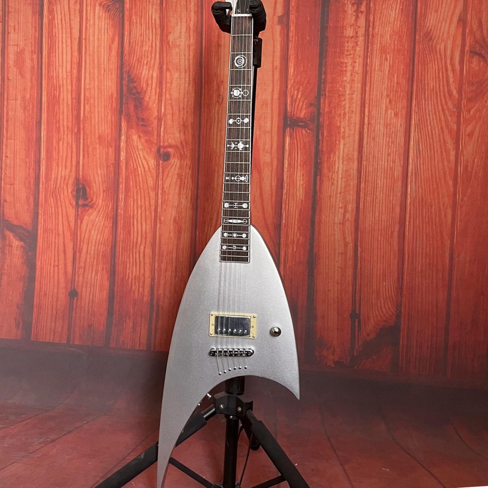 Handmade allic Silver Roswell Rhoads Electric Guitar 6 Strings Thru Body 22Frets