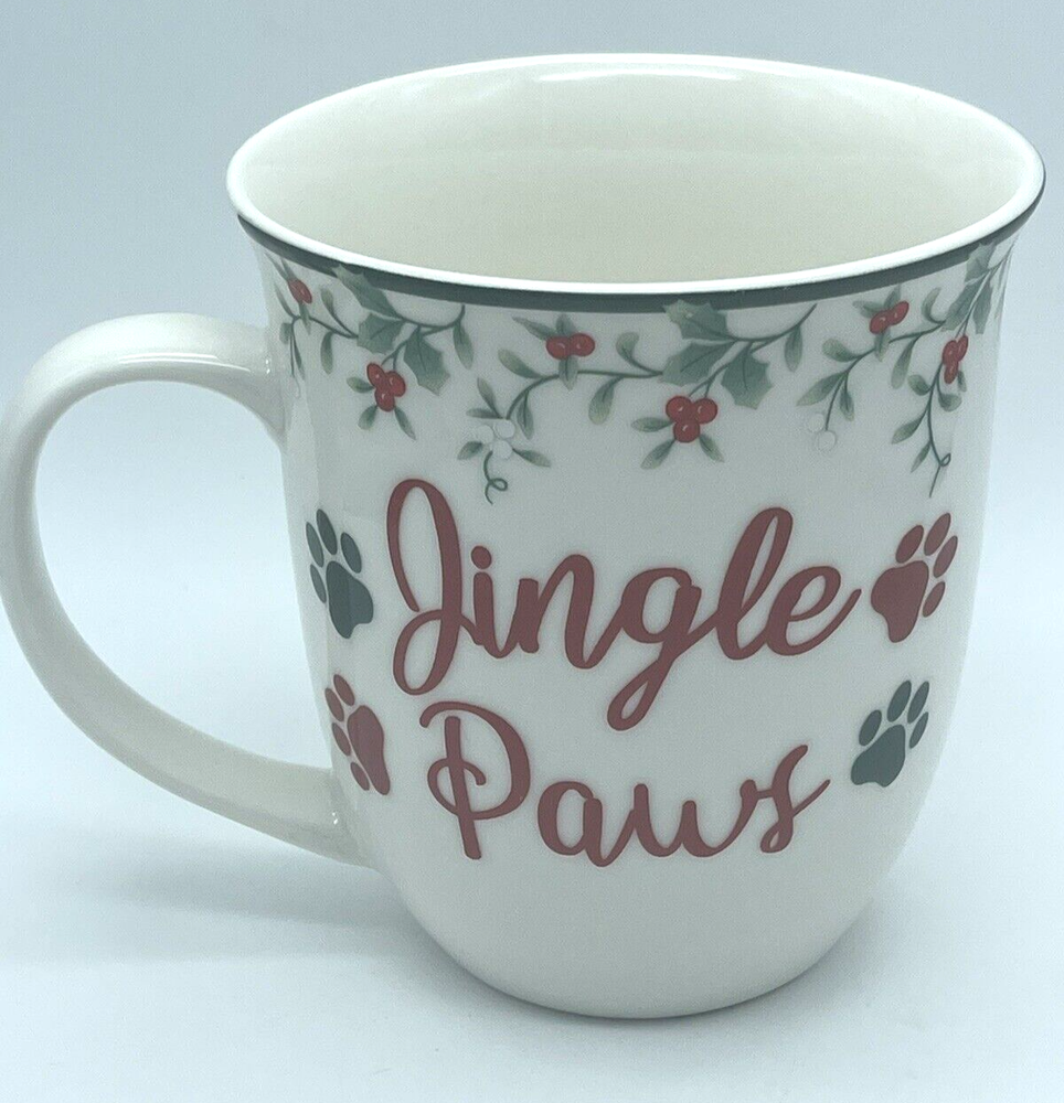Christmas Coffee Mug 20oz Pfaltzgraff Winterberry Jingle Paws Dog Design