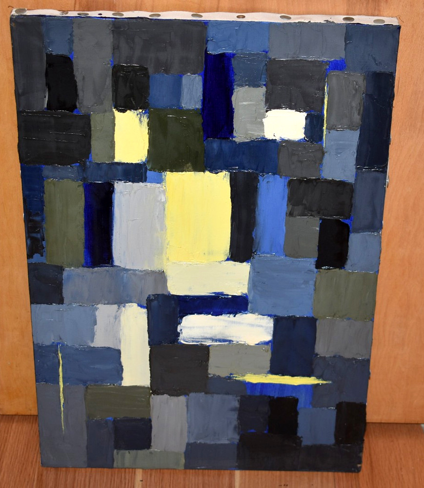 Vintage 1958 Boston Mid Century Abstract Cross Painting Edward Cooper 20x25