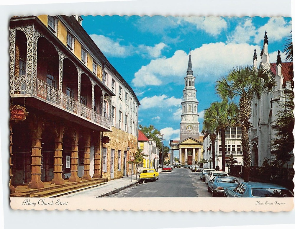 Postcard Along Church Street Charleston South Carolina USA