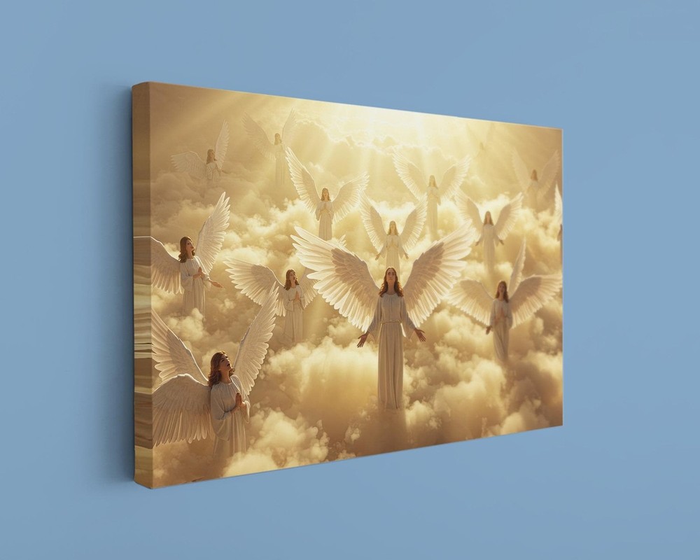 Guardian Angel Canvas Spiritual Wall Art Celestial Light Faith Home Decor