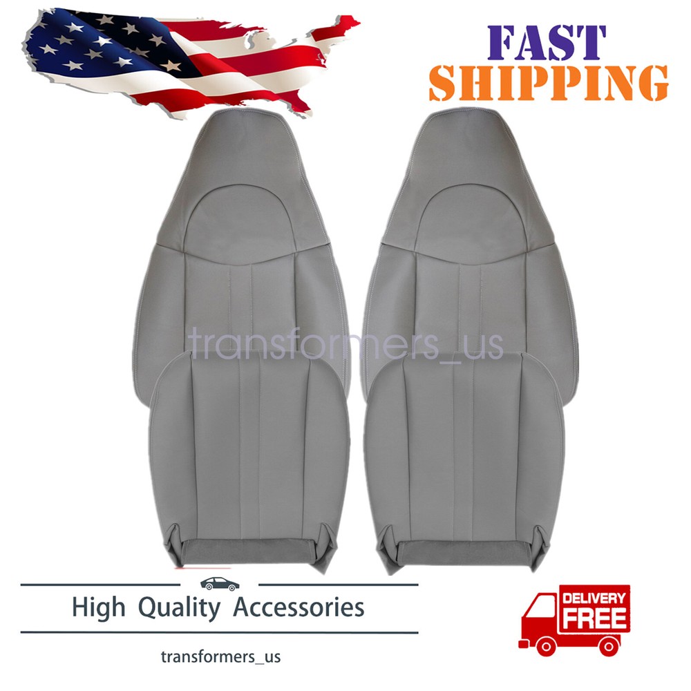 For 2003-2013 2014 Chevy Express Both Side Bottom & Top Leather Seat Cover Gray