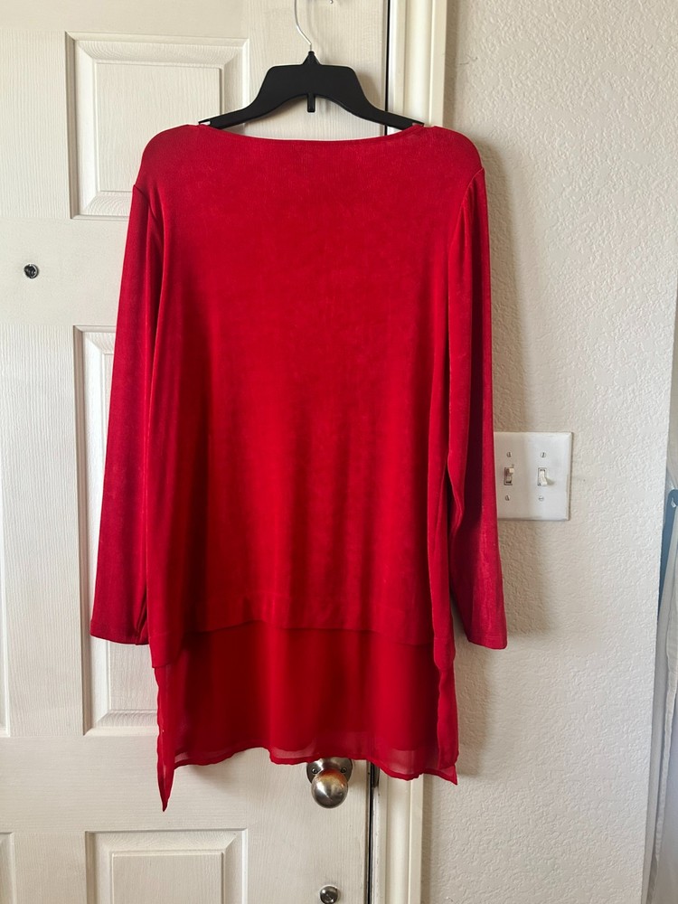 Chicos SIZE 2 Travlers Red Tunic or Dress EXCELLENT Condition