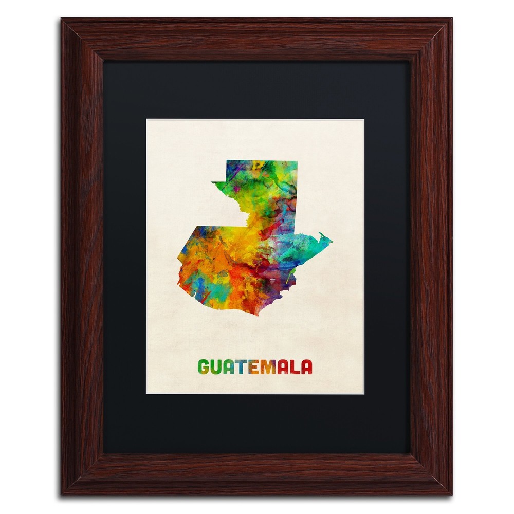 Guatemala Watercolor Map Art Print in Black Wood Frame 11x14 by Michael Tompsett