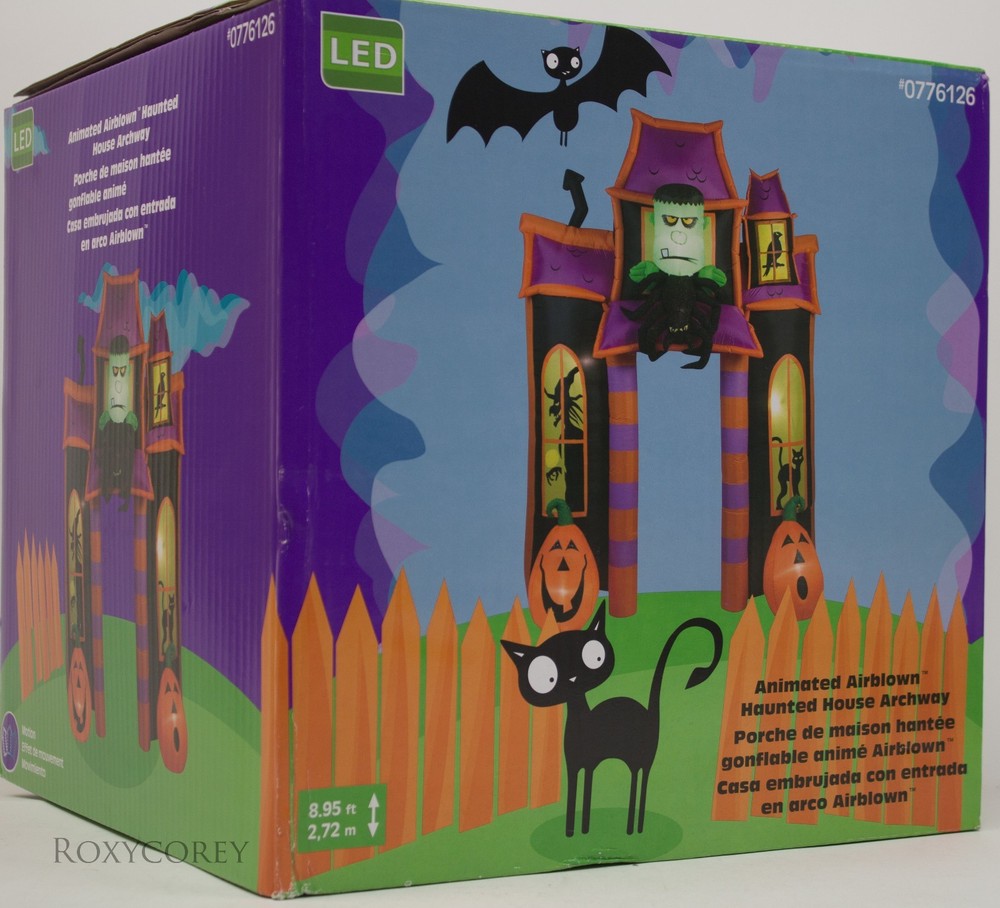 Gemmy 9 ft Lighted Halloween Animated Haunted House Archway Airblown Inflatable