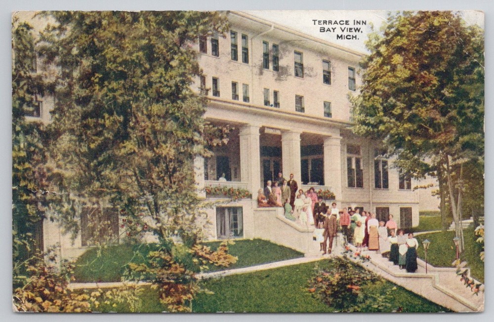 1919 Terrace Inn Bay View Michigan V.O. Hammon Postcard Petoskey MI