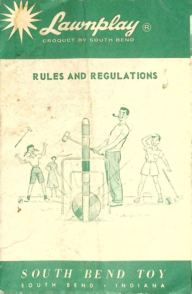 Vintage Lawnplay Croquet Rules Regulations South Bend Toy Indiana Booklet