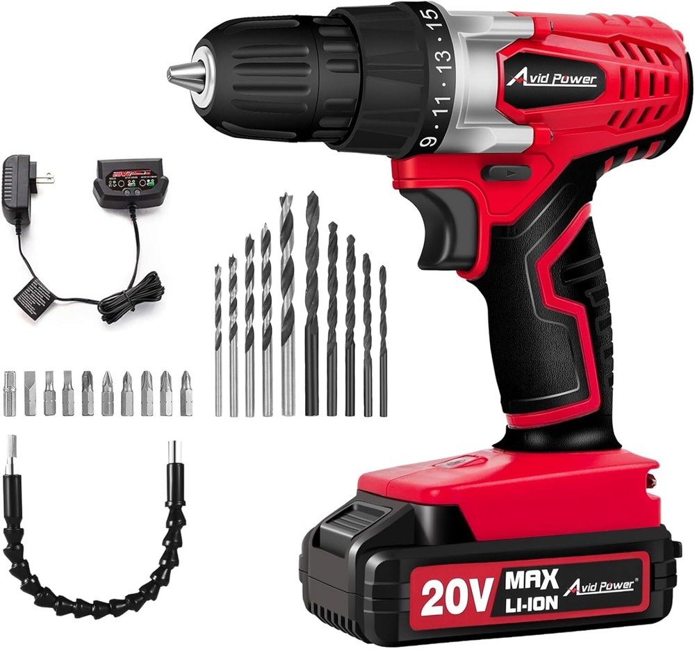 Power Drill Kit With Battery And Ch... 20V Max Lithium Lon Cordless Drill Set .